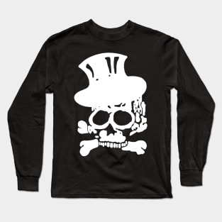 White Skull and Crossbones with Top Hat Long Sleeve T-Shirt